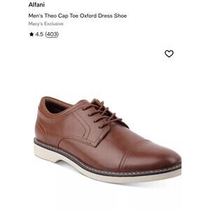 Alfani Shoes Men's Size 10 Brown Theo Cap Toe Dress Oxford Faux Leather Casual